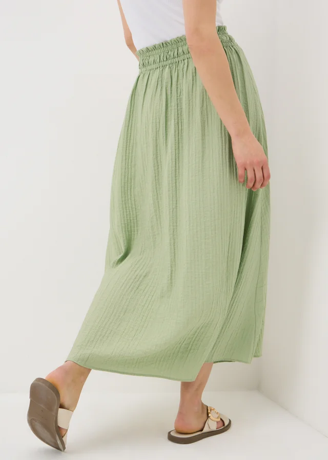 Sage Green Shirred Midaxi Skirt