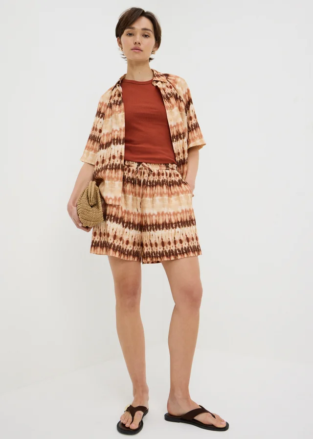 Brown Tie Dye Co Ord Shorts