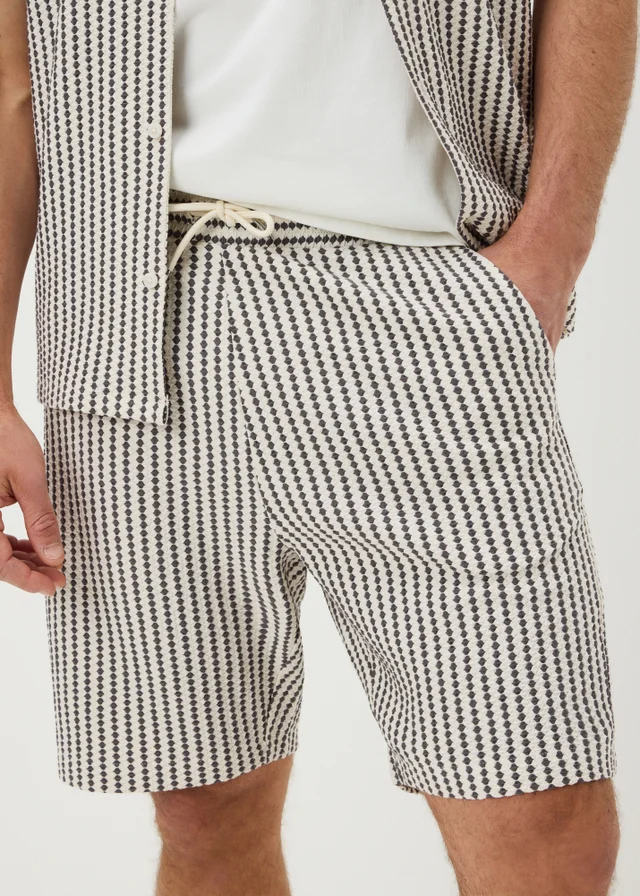 Ecru Diamond Textured Co Ord Shorts