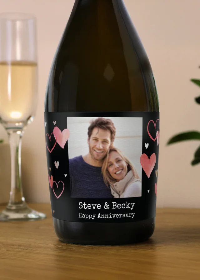 Personalised Memento Company Photo Upload Heart Prosecco Multi Colour