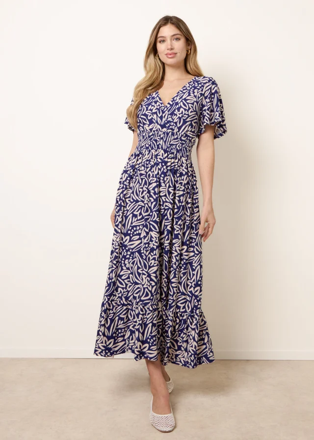 Blue Vanilla Blue Wrap Front Midi Dress