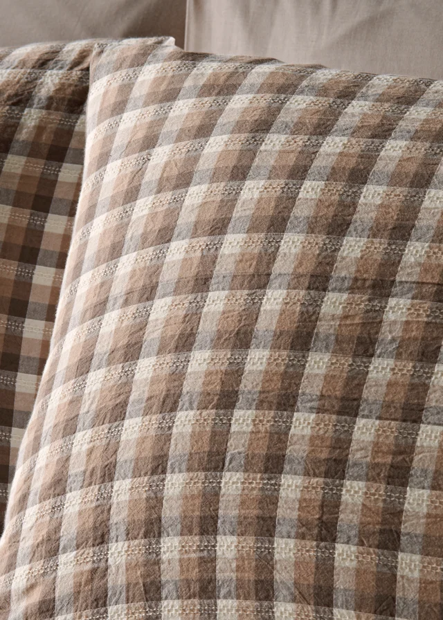 Brown Woven Check Duvet Set