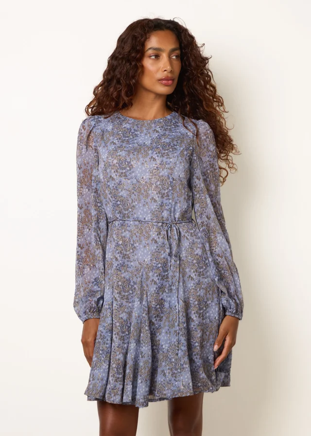 Blue Vanilla Blue Tie Waist Godet Mini Dress